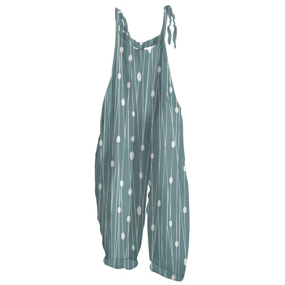 High-Quality Women's Jumpsuit Printed Casual Loose Retro Shoulder Straps Cotton And Linen Comfortable Casual Women's Jumpsuits