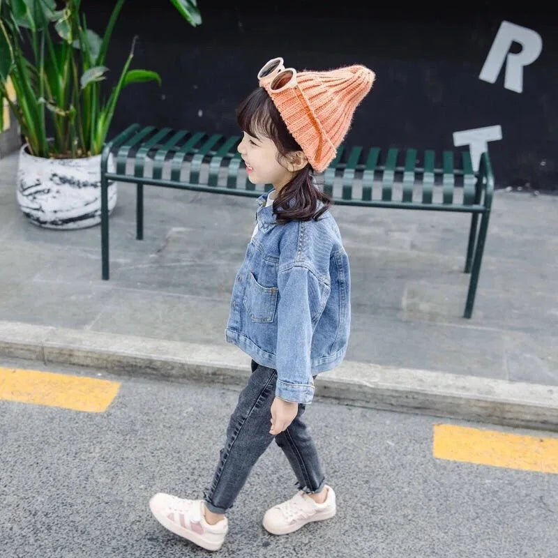 Baby Girls Denim Jacket Spring Autumn Kids Jean Coat For Girls Sweet Little Princess Outerwear Children Clothing 1-10 Years