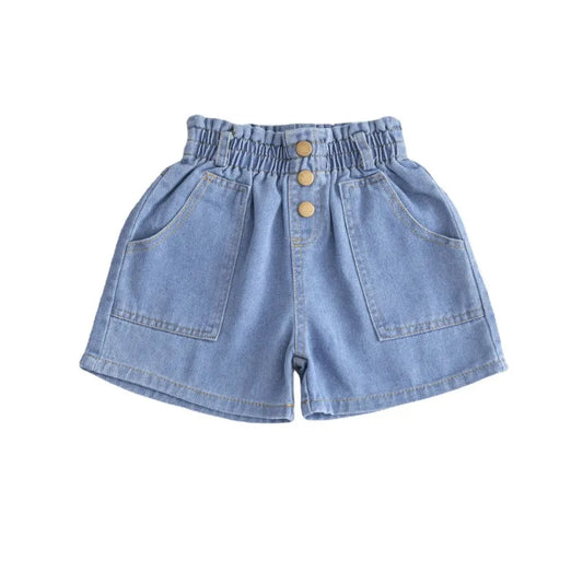 Children's Denim Shorts for Girls Summer New Big Children Loose Cute Casual Outside Wear Short Pants for Girls Children