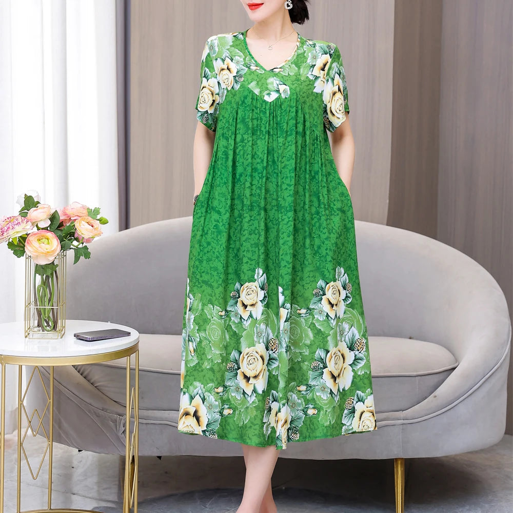 New 2024 Women Dress Female Casual short Sleeve cotton Dresses loose solid Vintage Sweet Clothing Vestidos  vestido verano