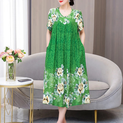 New 2024 Women Dress Female Casual short Sleeve cotton Dresses loose solid Vintage Sweet Clothing Vestidos  vestido verano