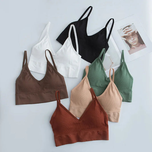 Women Sexy Crop Tops Bra Tube Top Female Streetwear Sleeveless Seamless Sports Bra Crop Camis Top Tee Bandeau Top Basic Tank