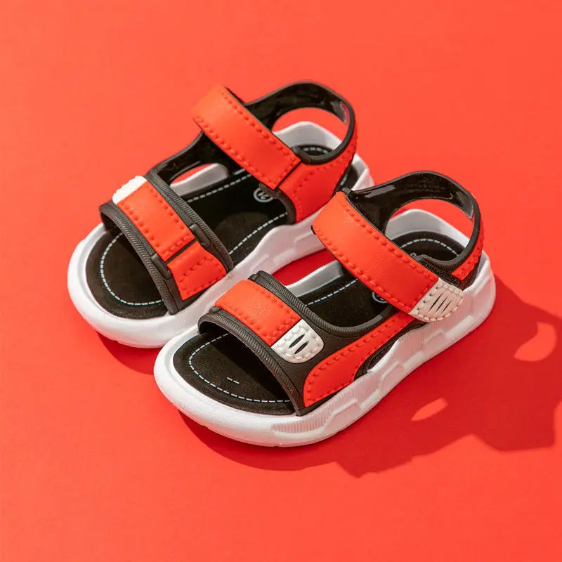 2023 Children's Summer Boys Leather Sandals Baby Shoes Kids Flat Child Beach Shoes Sports Soft Non-slip Casual Toddler Sandals