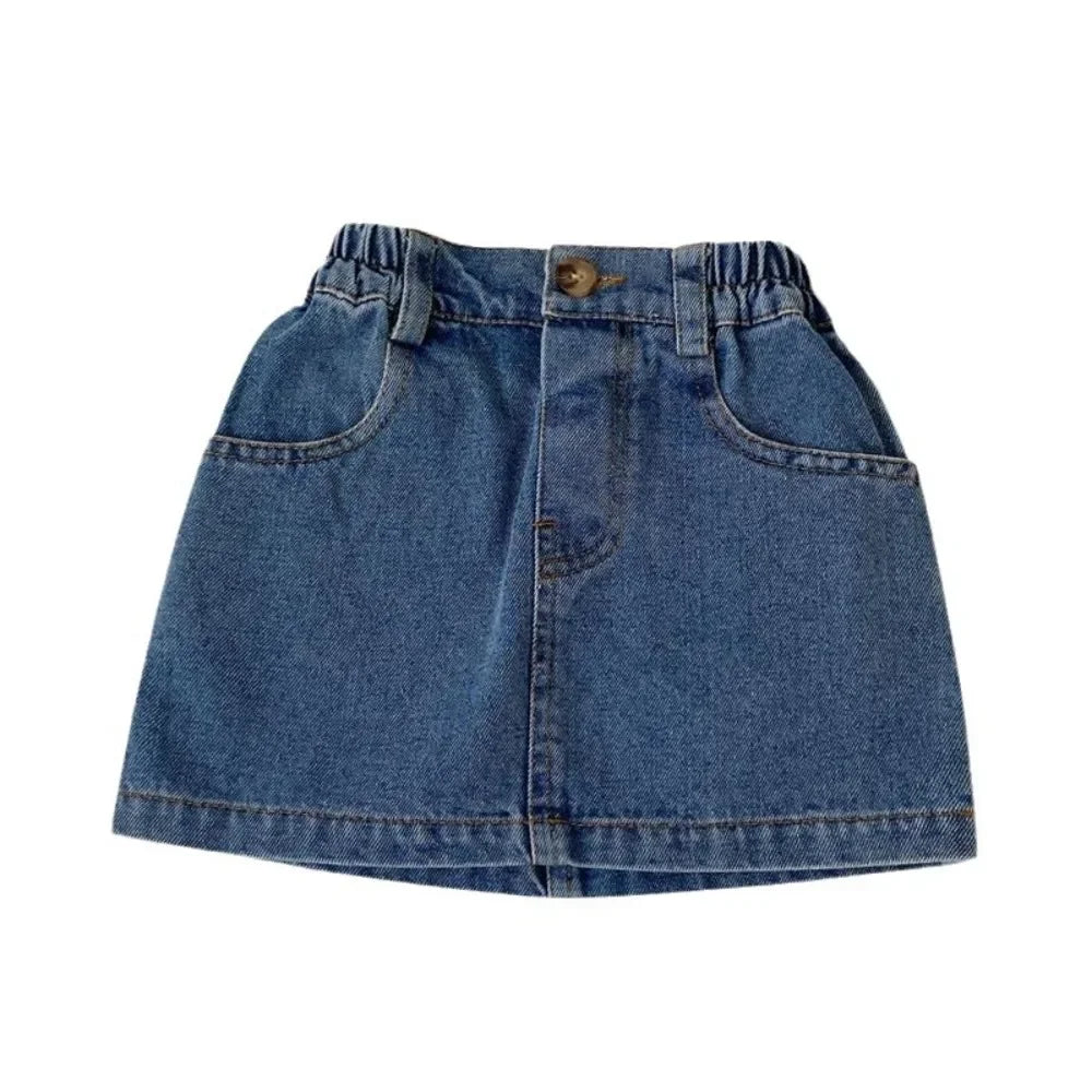 Girls' Denim Skirt Korean Version of Children's Skirt 2024 New Summer Children's A-line Skirt Package Hip Skirt