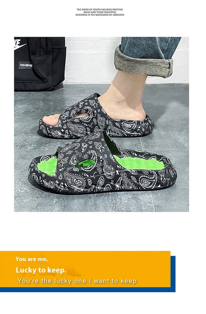 Summer Child Beach Slippers Boy Girl Shoes Printed Sandals Slippers Home Parent Massage Sandals Kid Shoes Outdoor Non-slip soft