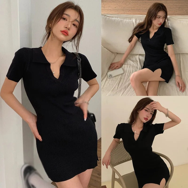 Nightclub Party Sexy French V-neck Bag  Dress Women's Style Slim Fit Sexy 2024 Fashion New Women's Dress