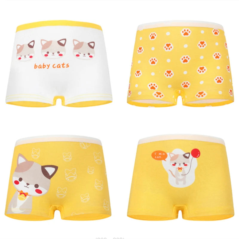 4pcs/lot Cartoon girls briefs Panties 100% Cotton Short Pants Cartoon Panties Girls' Underwear