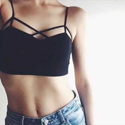 Summer Sexy Crop top Women Cotton Breast Cross Vest Tops female Short Backless Camis Girls Brief Fashion Tank Top Woman clothes