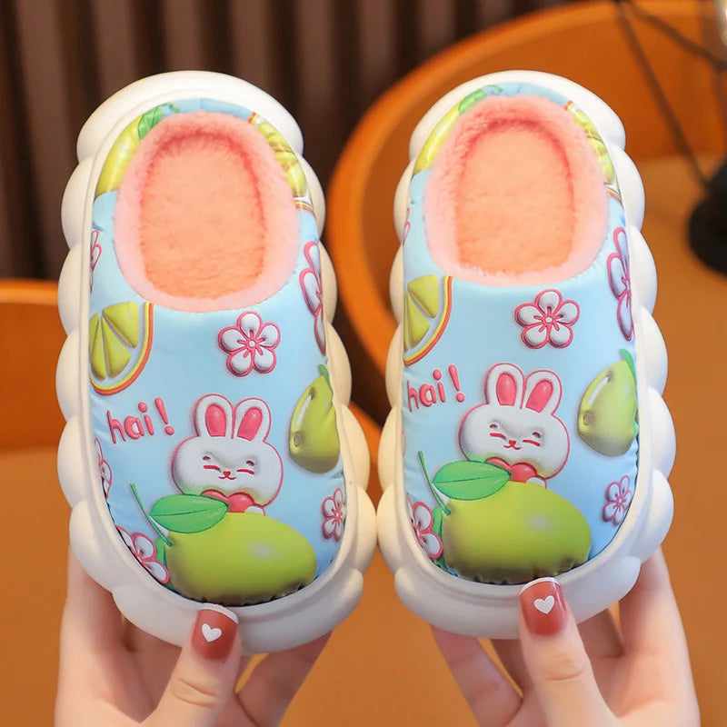 Children Slipper Winter Shoe for Girl Kid Waterproof Leather Surface Cotton Slipper Home Boy Shoe Children's Indoor Slides 1-12Y