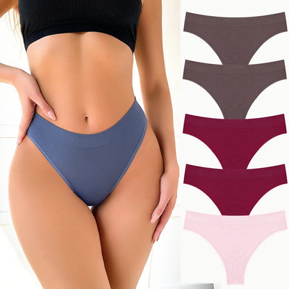 5PCS Women's Panties Set Fashion Striped Thongs Soft Underwear Sexy Lingerie Sports Breathable G-Strings Cozy Hot  T-Back