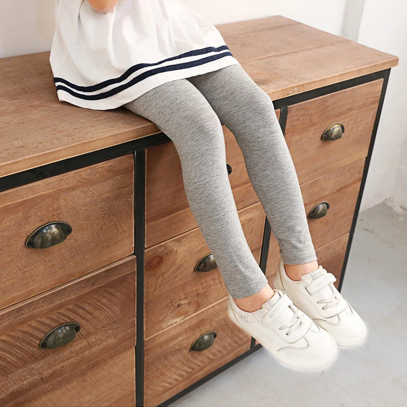 Summer New Girls Leggings Kids Modal Pants Teen Student Fashion Solid Soft Wild Tight For 3-12 Years Children Casual Trousers