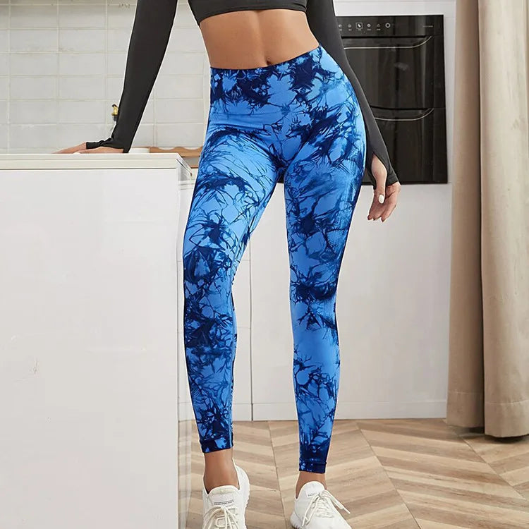 Gutashye Tie Dye Sport Leggings Women Gym Yoga Seamless Pants Sportswear Clothes Stretchy Hip Fitness Legging Activewear