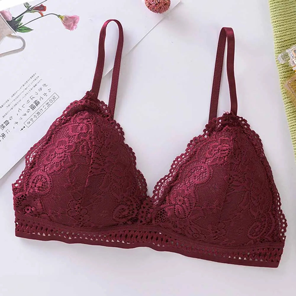 French Beautiful Back Bra Women'S Thin Lace Beautiful Back Bra No Steel Ring Sling Strap Small Chest Gather Up Support Bra