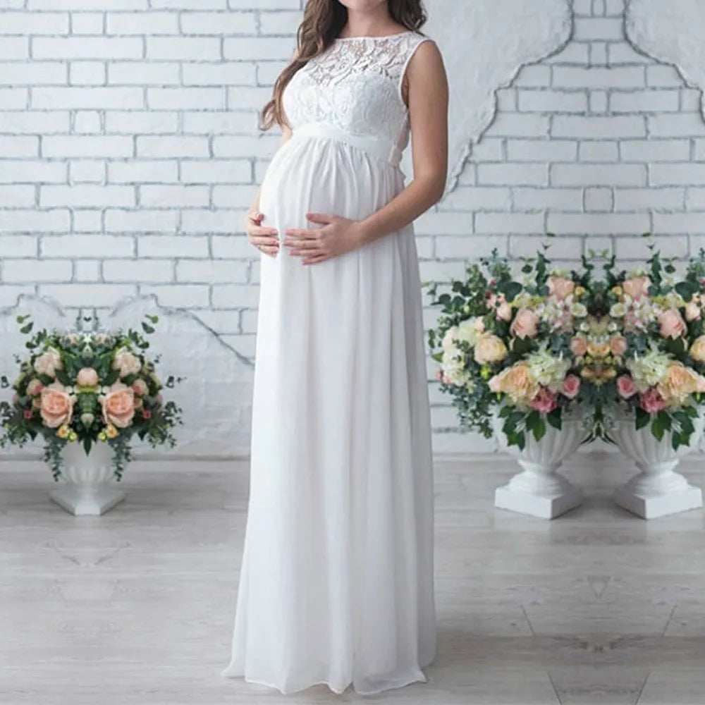 Womens dresses Pregnant Women Lace Long Maxi Dress Maternity Gown Photography Props Clothes Woman clothing