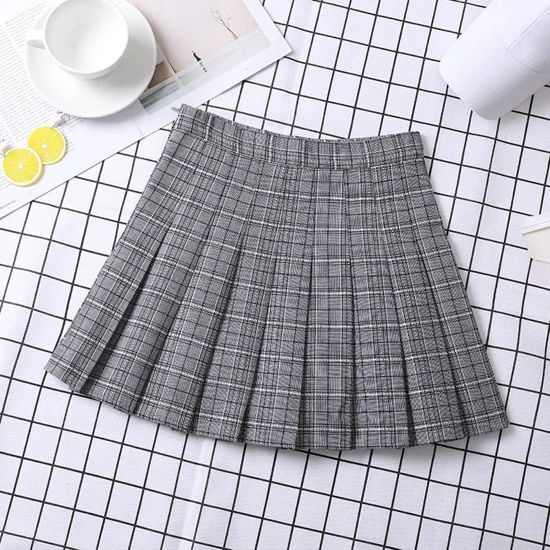 Summer Skirt For Women 2023 Korean Style Clothes Preppy Girls Chic And Elegant  Aesthetic Female A Line Mini Plaid Pleated Skirt