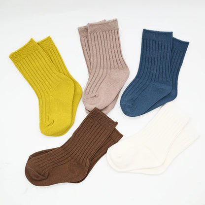 5Pairs/lot Baby Socks for Kids Girls Boy Cotton Stripe Solid Spring Autumn Toddler Knitted Socks Newborn Children Socks Clothes