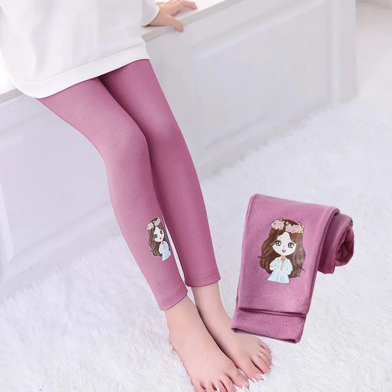 Little maven 2024 Baby Girls Lovely Legging Solid Color Pants soft and Comfort Wear Autumn Casual for Kids 2-7 year