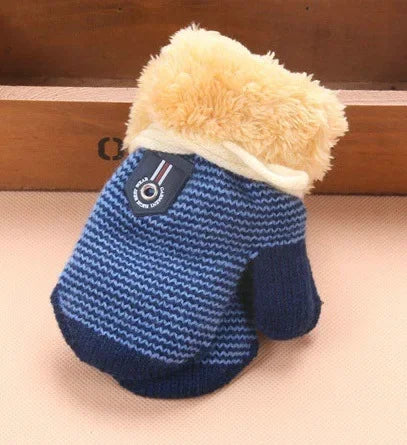 0-3 Years Baby Boys Girls Winter Knitted Gloves Warm Rope Full Finger Mittens for Children Toddler Kids Accessories KF960