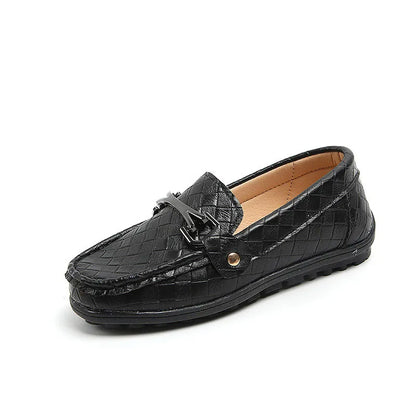 Children Leather Shoes for Toddlers Boys Medium Kids Kindergarten Casual Loafers with Metal Chains Chic Fashion Moccasins 26-36