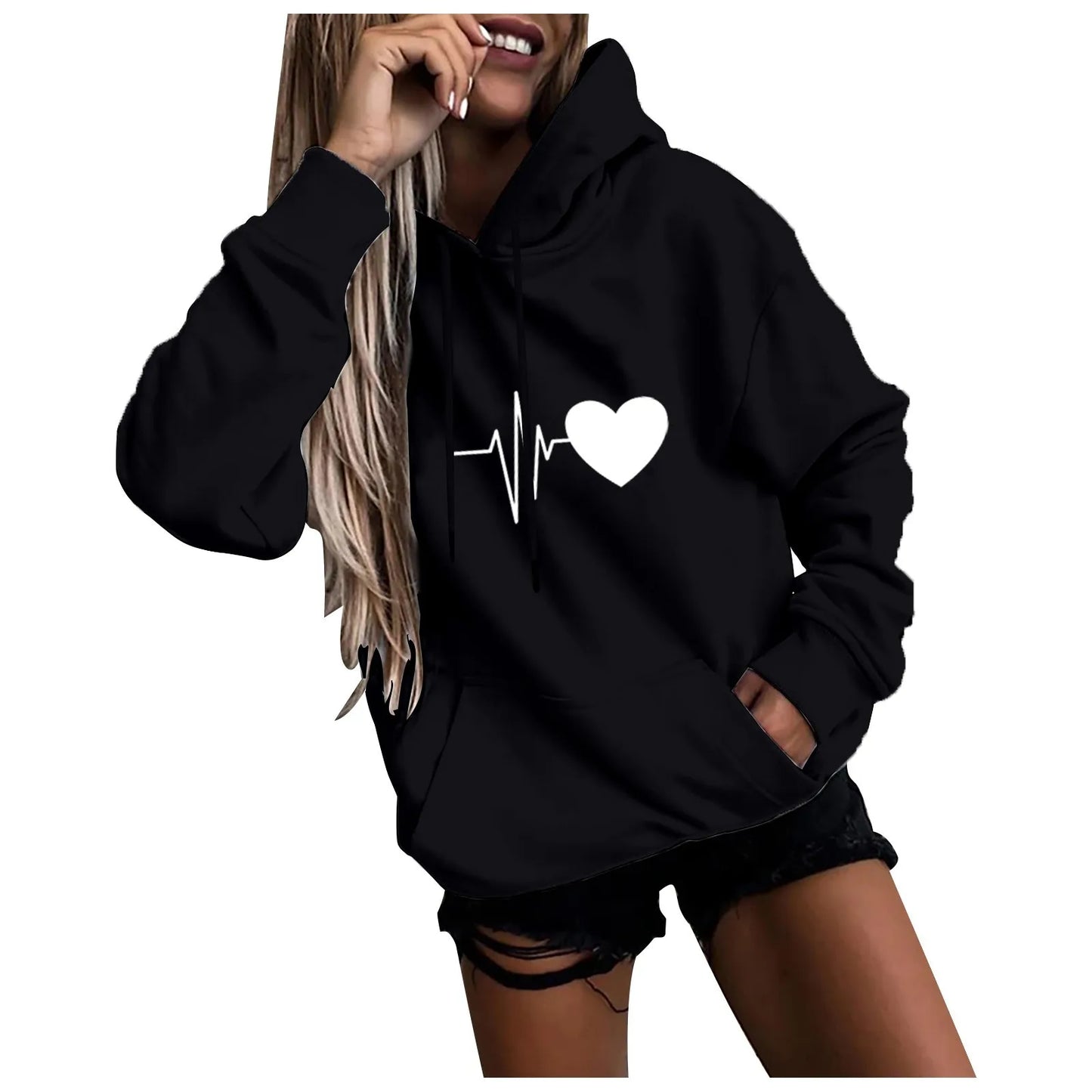 Women's Pullover Fashion Casual Fun Print Hooded Sweatshirt Loose Sports Tops Pullover