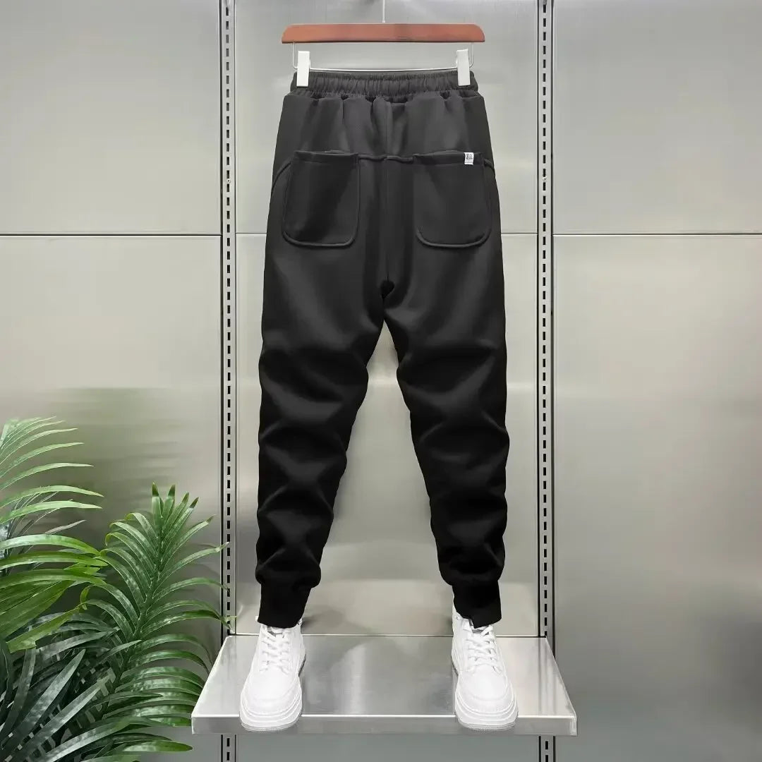 Autumn Men's orange Joggers Korean High Street Sports Trousers Cotton 9-Minute Sweatpants Fashionable Men's Clothing 2024