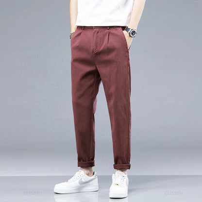 Brand Clothing New Summer Soft Lyocell Fabric Men's Casual Pants Thin Slim Elastic Waist Korea Jogger Ankle Length Trousers Male