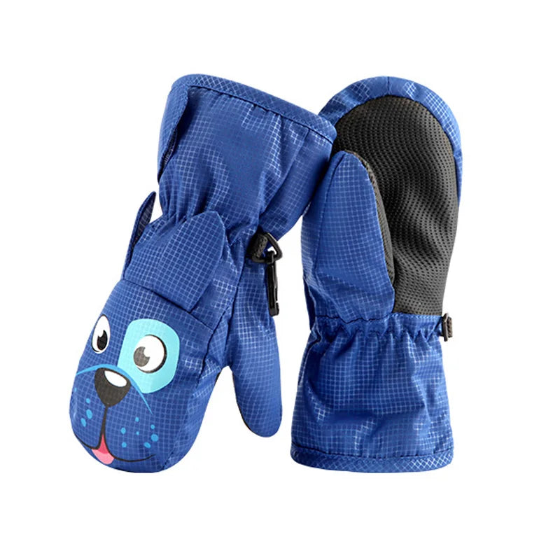 Cute Baby Winter Gloves for Skiing Cartoon Dog Bunny Waterproof Children Ski Gloves Snowboard Outdoor Winter Kids Mittens 1-6Y