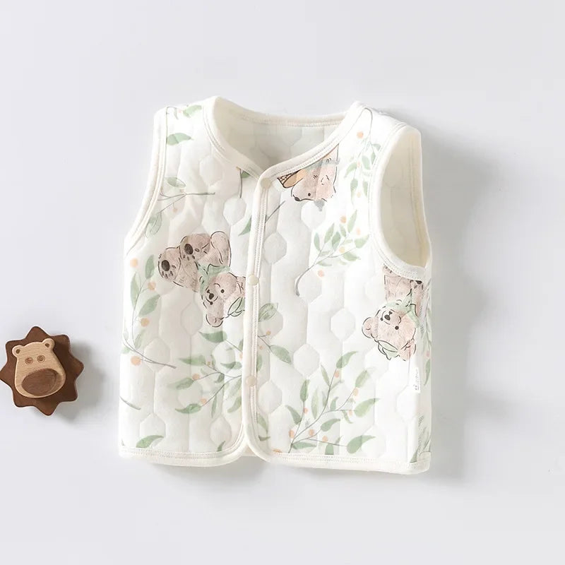 Baby Vest for Spring, Autumn, External Wear, Warm Newborn Vest, Children's Three-layer Cotton, Boys and Girls Winter Clothes