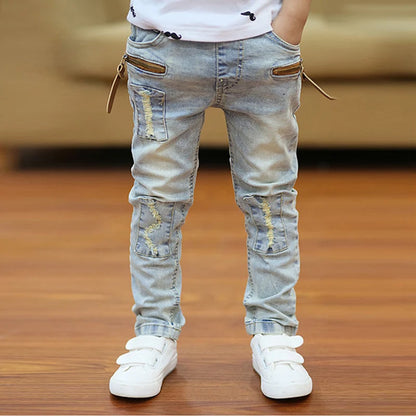 IENENS 5-13Y Kids Boys Clothes Skinny Jeans Classic Pants Children Denim Clothing Trend Long Bottoms Baby Boy Casual Trousers