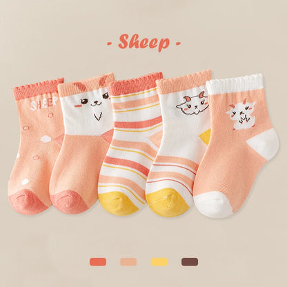 5Pairs Children's socks animal Print Comfortable Breathable Casual Soft Kids Socks thin socks for children носки летние детские