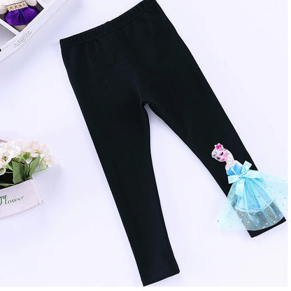 Disney New Girls Pants Cotton for Children Frozen Elsa Baby Girl Pink Blue Trouser Lace Kids Legging Sofia 2-8Y