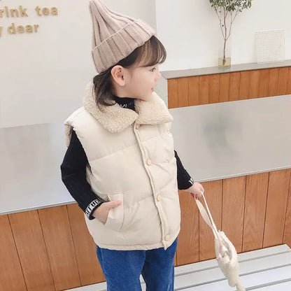 Autumn Winter New Boys Girls Sleeveless Hooded Vest Jacket Cartoon Print Coat Kids Warm Vest Outwear Clothes