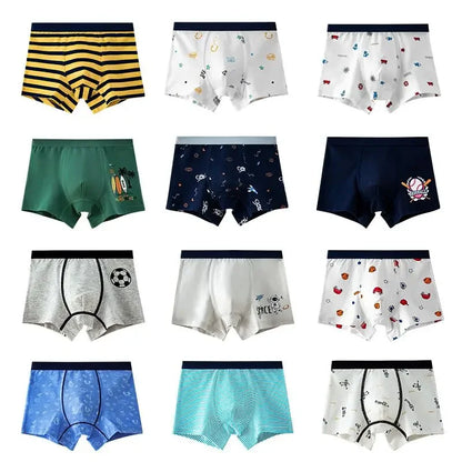 4Pcs/Lot Boys Boxer Children's Underwear Stripped Navy Blue Cato Underpants Boys'Clothing