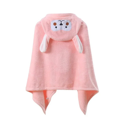 Bath Towel for Children Hooded Cape Cloak Absorbent Baby Hooded Bathrobe Cartoon Baby Coral Fleece Bath Towel for Children