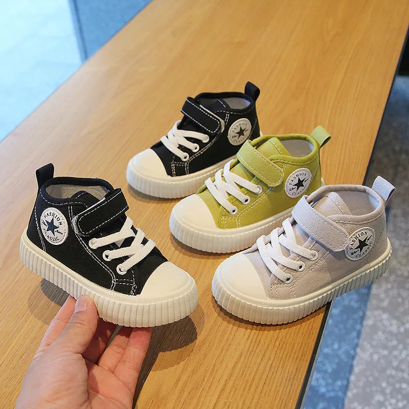 Children Canvas Shoes High Top Boys Sneakers Comfortable Soft Soled Girls Shoes for Kids Sport Baby Fashion Toddler Infant Shoes