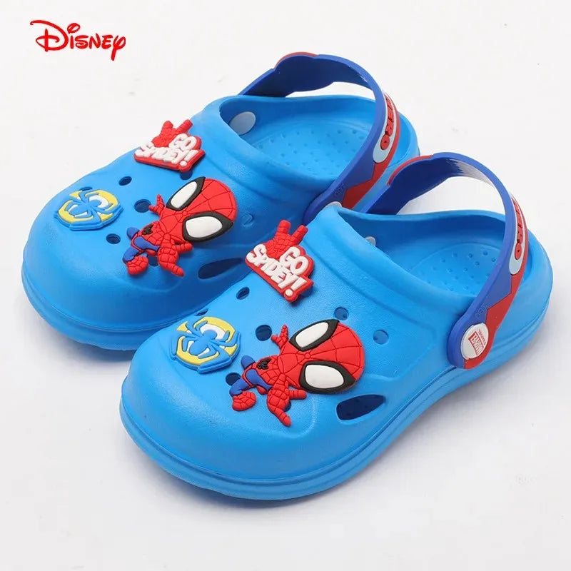 Disney Kids Slippers for Boys Summer Beach Indoor Slippers Cartoon Spiderman Home Soft Non-Slip Children Slippers Garden Shoes