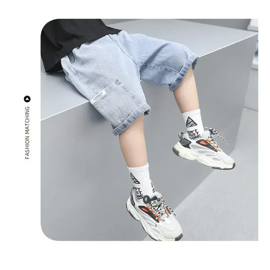 Thin Style Fashionable Five-point Pants Trendy Kids Clothes Casual Capris Summer Boys Jeans Shorts 2024 New