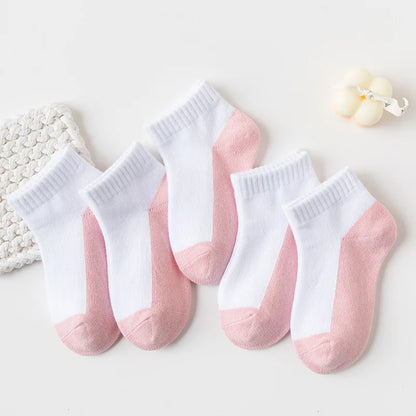 5 Pairs/Lot 2023 New Summer Children Socks Cotton Kids Teen Fashion Black White Gray For 1-12 Years Student Baby Girl Boy Socks