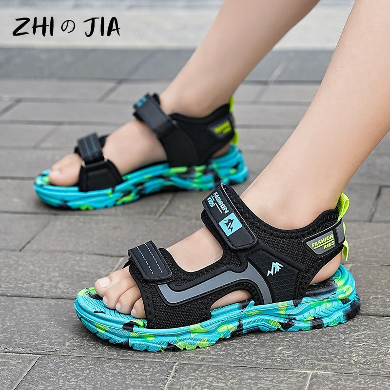 Summer Popular Hook Loop Fastener Camouflage Beach Sandals Water Children's Sports Slippers Boys Lightweight Anti Slip Shoes