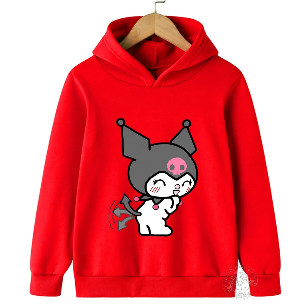 Kawaii Kuromi Hoodie For Girls Long Sleeve Sweatshirts Children Spring Autumn Sanrio Cartoon Kids Casual Hooded Pullover Tops