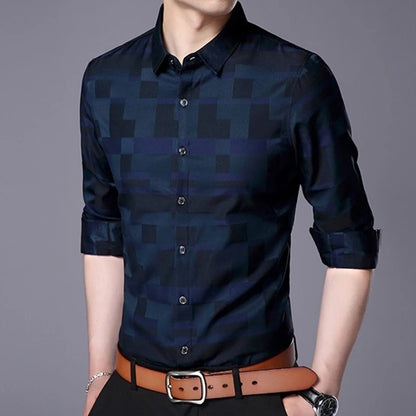 Men's Casual Business Long Sleeve Shirt Formal Office Men Tshirt