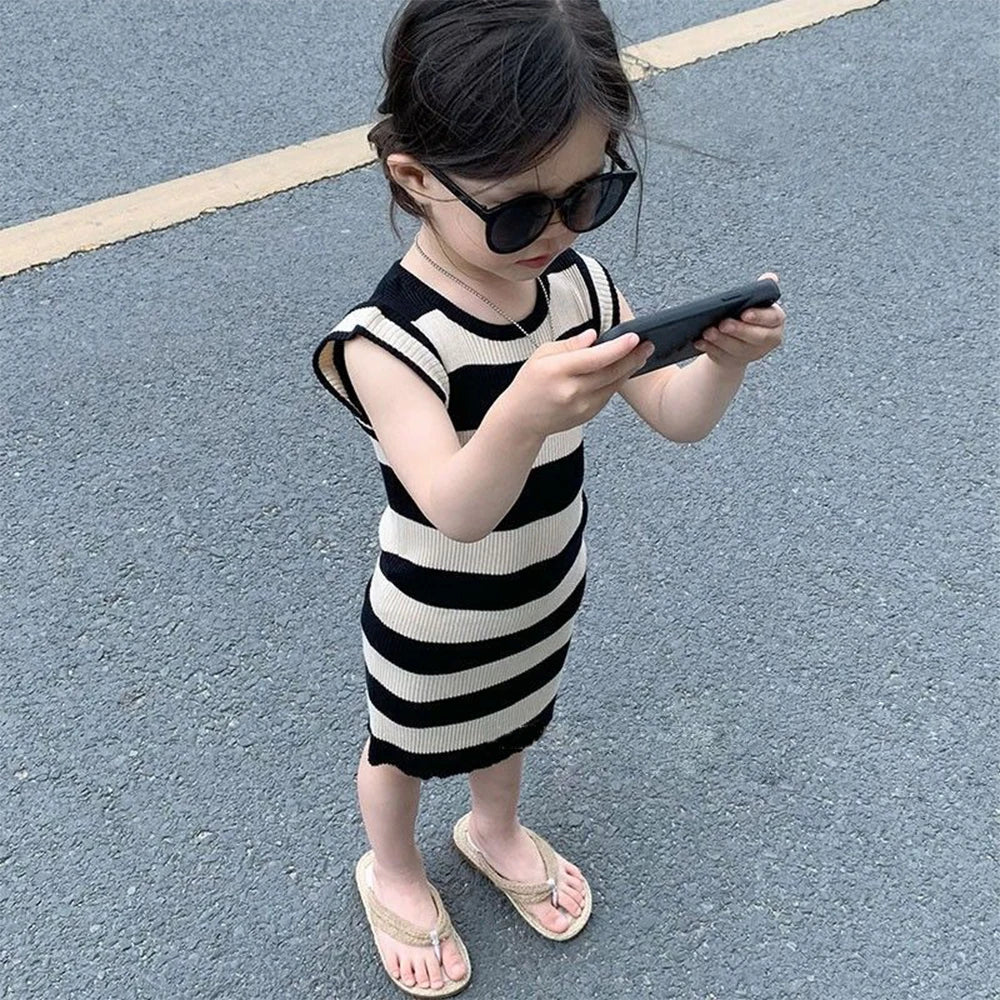 Summer New Striped Girl Dresses Casual Girl Dress Cotton Girls Princess Dresses Children's Clothing Baby Kids Clothes Vestidos