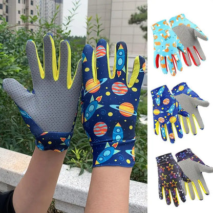 Kids Bike Gloves Ice Silk Sun Protection Gloves For Kids Toddler Full Finger Gloves For Riding Roller Fishing Biking Skating