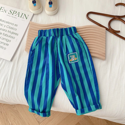 Children Pants 2023 Autumn Winter Trousers for Kids Stripe Casual Pants for Boys Girls Joggers Toddler Baby Clothing 1-6years