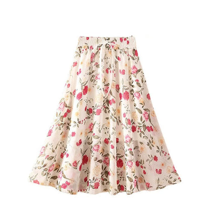 Spring Summer Floral Girl Skirt Chiffon Long Length Fashion Teenager Girl Clothes Elegant Princess Plus Size Tutu Tulle Big