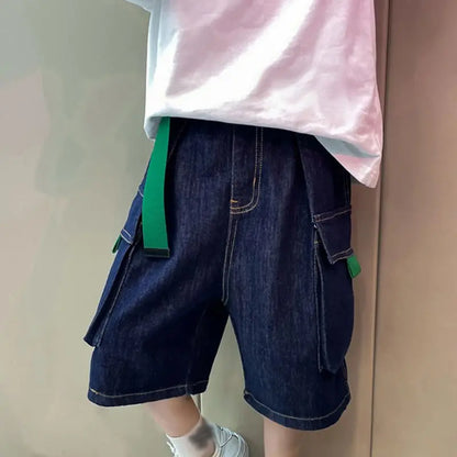 3-12Year Children Shorts Teenager Boys Jean Short Summer Kids Knee Length Straight Shorts Boys Capris Track Pant Casual