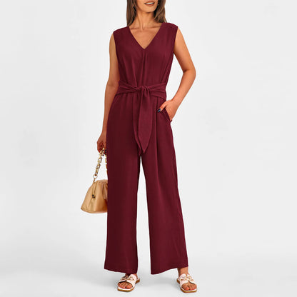 Fashion Women Wide Leg Trousers Jumpsuit Summer Sexy Deep V Short Sleeve High Waist Bodysuit Female Office Elegant jumpsuits