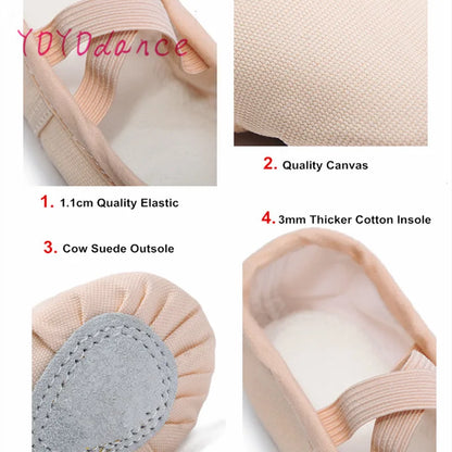 Sale Child Girl Soft Split Sole Slipper Cotton Comfortable Fitness Breathable Toddler Canvas Practice Gym Dance Ballet Shoe