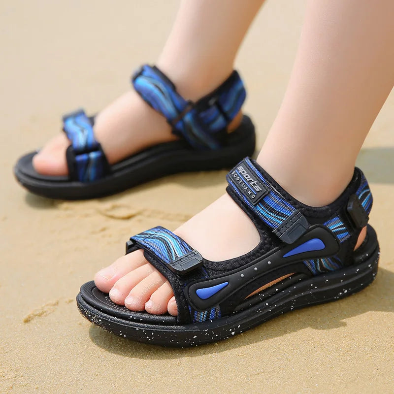 Spring Summer Brand Kids Sandals Boys Girls Beach Shoes Breathable Flat Sandals PU Leather Children Outdoor Shoes Size 28-40