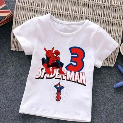 Summer Marvel Spiderman Cotton Children T-shirt 1-9 Years Old Birthday Gift Boy Clothing Fashion Casual T Shirt Baby Kid Tee Top